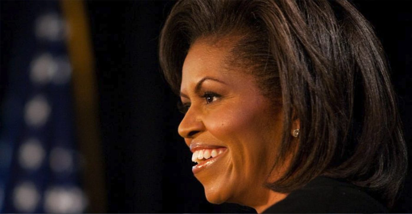 First Lady Michelle Obama addresses a gathering at The Arts Center in Fayetteville, N.C., Thursday, March 12, 2009, on her first official trip as First Lady. She also visited nearby Ft. Bragg.