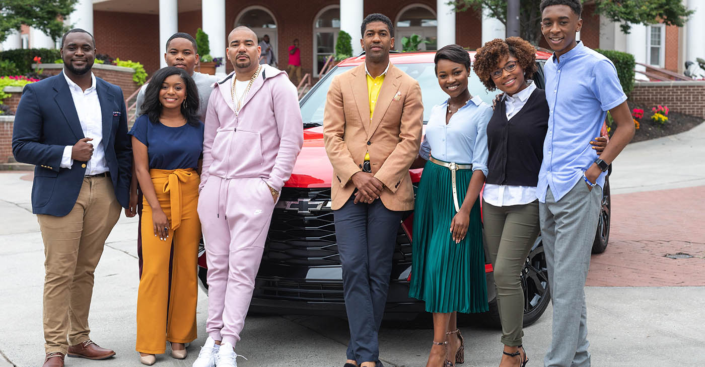 The 2019 Chevrolet Discover the Unexpected Fellows, alongside the DTU Advisor Fonzworth Bentley and Ambassador DJ Envy pictured in front of the all-new 2019 Chevrolet Blazer.