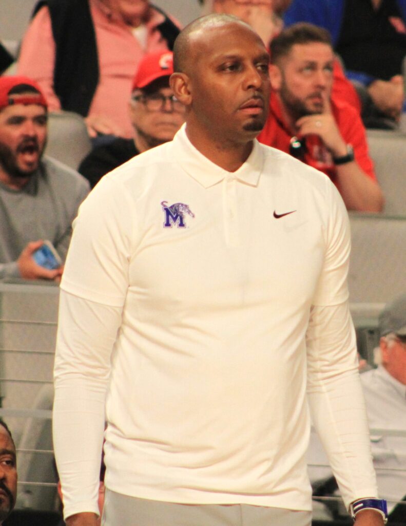 U of M coach Penny Hardaway eyes the action as the Tigers romp past Tulane. (Photo: Terry Davis/The New Tri-State Defender)